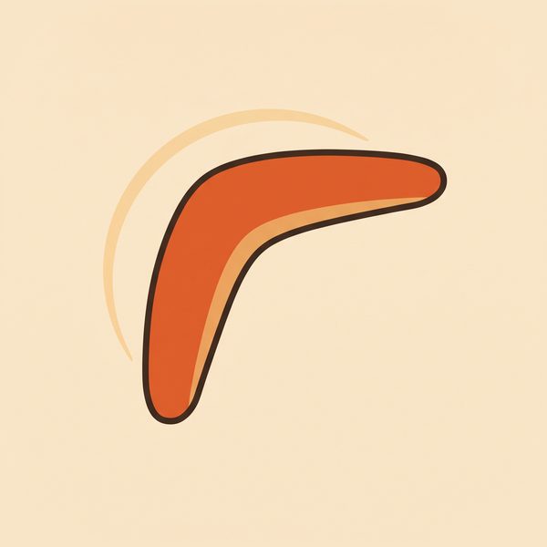 Icône de l'application Boomerang : un boomerang orange sur fond sable