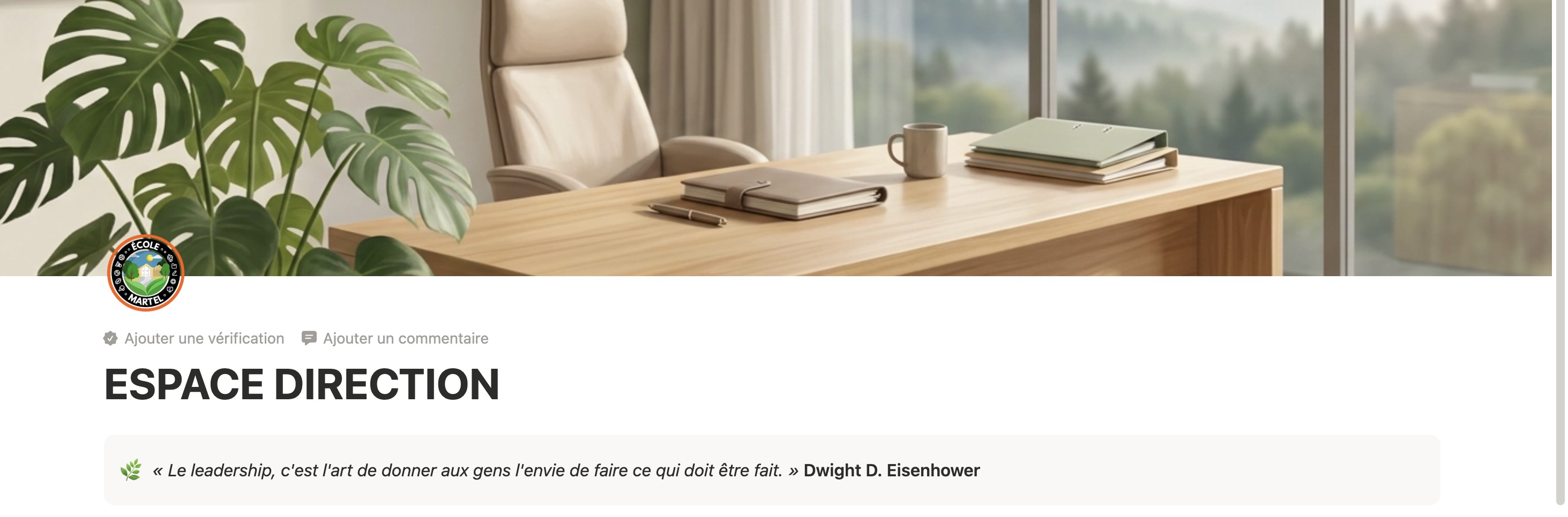 ESPACE DIRECTION Notion — bandeau et titre avec la citation Eisenhower