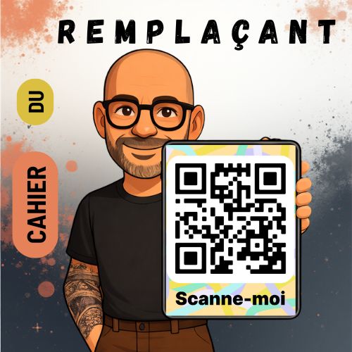 QR code du cahier du remplaçant affiché à côté du bureau